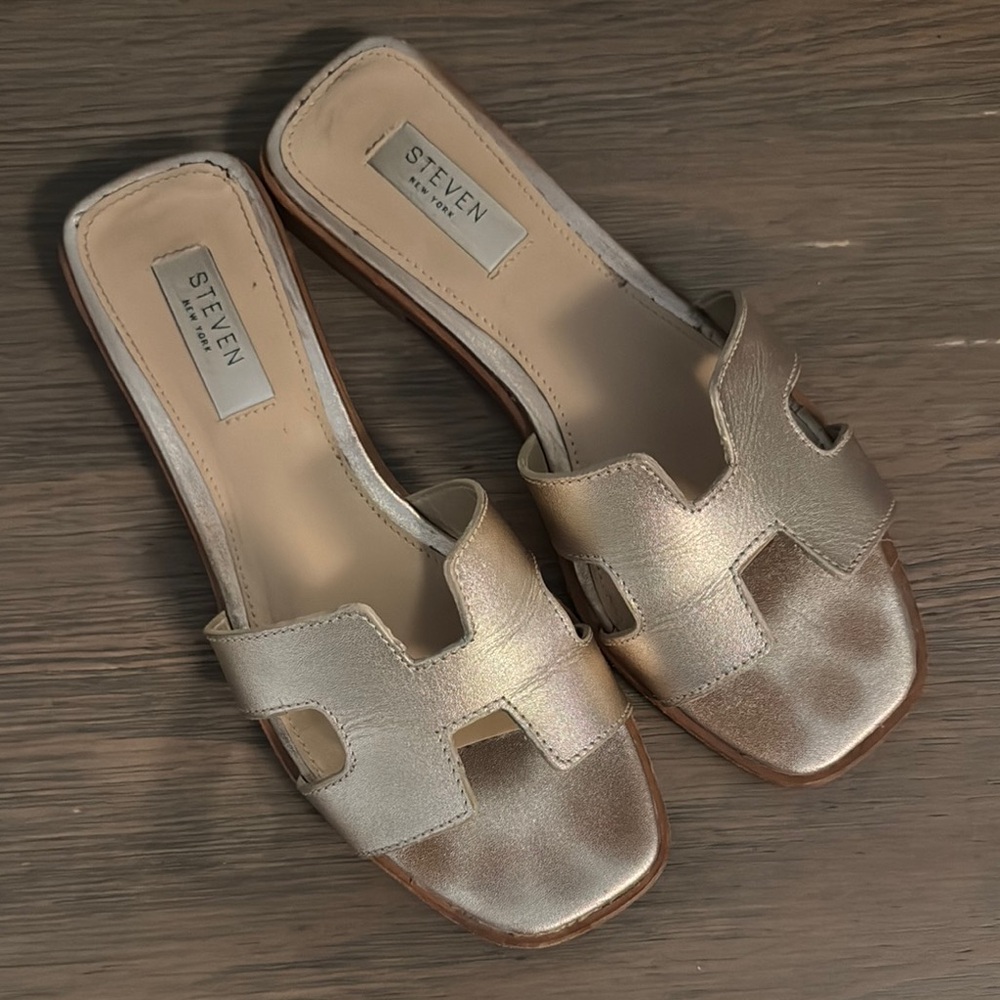 Steven By Steve Madden Gold Slide Sandals